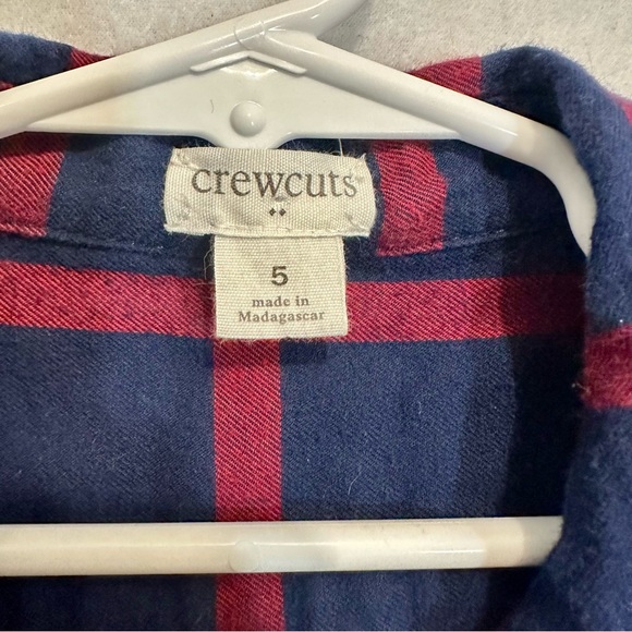 Crewcuts Girls Plaid Dress Navy Red Long Sleeve Size 5 - Picture 2 of 7